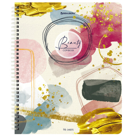 Тетради КОМПЛЕКТ 4 шт., А5, 96 л., BRAUBERG, гребень, клетка, глянцевый лак, «Insight»