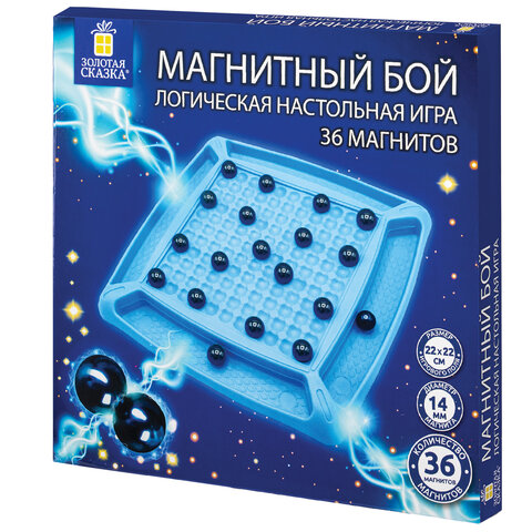 превью Игра настольная логическая «Магнитный бой», 36 магнитов, доска 22×22 см, ЗОЛОТАЯ СКАЗКА