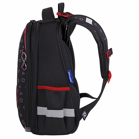 Ранец BRAUBERG LUMINOUS, 2 отделения, с брелоком, «Danger», СВЕТЯЩИЙСЯ РИСУНОК, 38×29х16 см