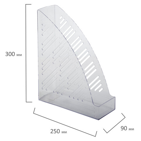 Лоток вертикальный для бумаг BRAUBERG «Standard+», 250×90×300 мм, прозрачный, 237227