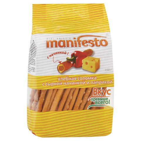 Хлебная соломка MANIFESTO, с сырной начинкой и паприкой, 150 г
