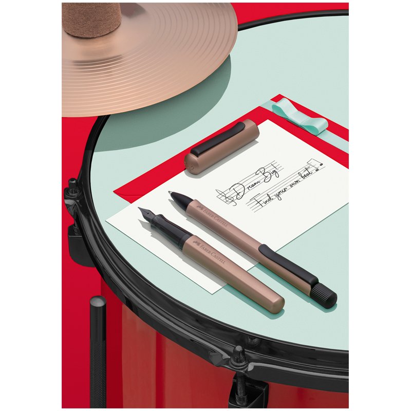 Ручка-роллер Faber-Castell «Hexo», черная, 0.7мм, шестигран., бронзовый корпус, инд. карт. упак. 