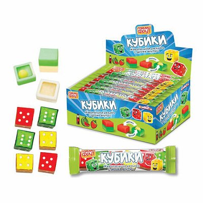 Жевательная резинка ГАММИ ФРУТ «Кубики», с драже внутри, 18 г, КОНФИТОЙ