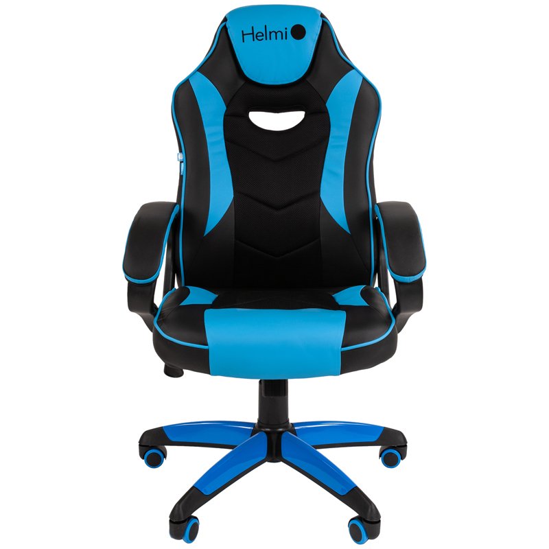 Кресло игровое Helmi HL-S16, экокожа, черная/синяя, механизм качания
