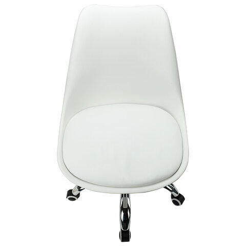 Кресло стул BRABIX «Eames MG-310 CH», хром, пластик белый, экокожа белая