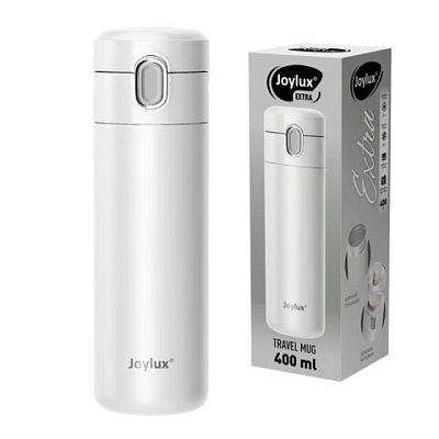 Термокружка 400 мл JOYLUX (ДЖОЙЛЮКС) EXTRA STYLE, нержавеющая сталь SUS304, белый матовый