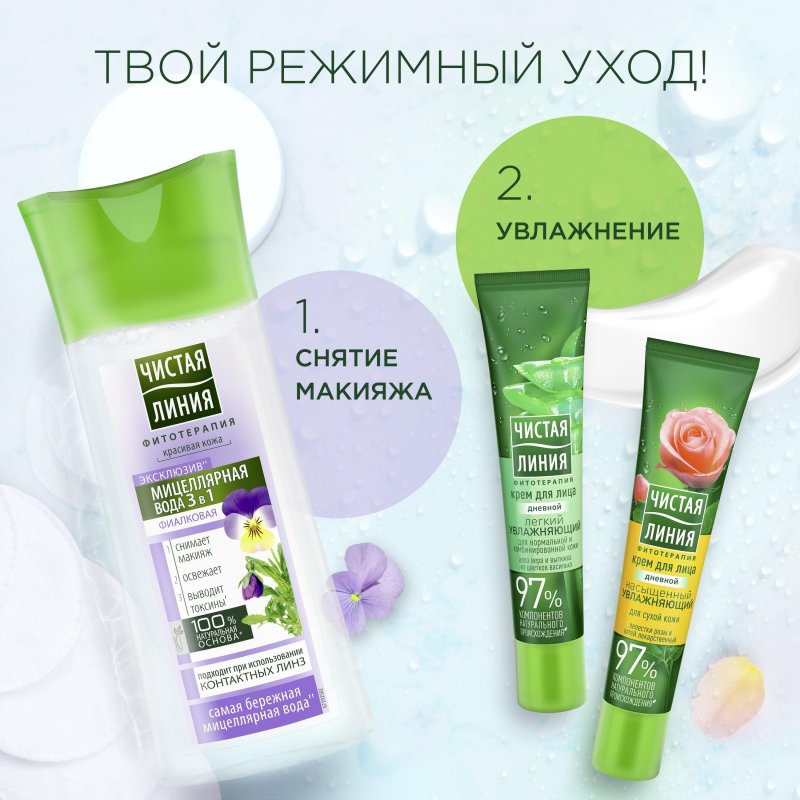 Крем для лица ЧИСТАЯ ЛИНИЯ дневной увлажняющий для норми комб кож... 