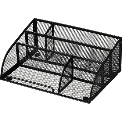 Подставка-органайзер д/канц. мелочей Комус 5отд мет сетка 255×180х105мм черн