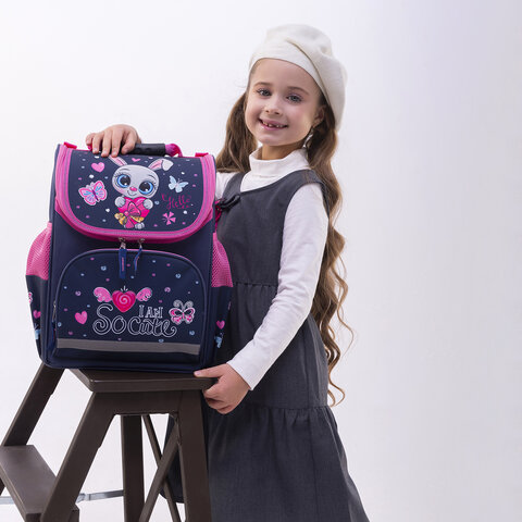 Ранец ПИФАГОР BASIC, 1 отделение, 3 кармана, эргономичная спинка, «Lovely bunny», 35×28х18 см