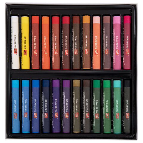 Пастель масляная BRAUBERG ART «Секреты художника», УТОЛЩЕННАЯ, 24 цвета, круглое сечение