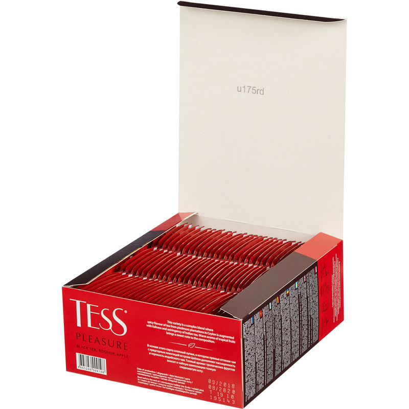 Чай TESS «Pleasure», черный с шиповником и яблоком, 100 пакетиков по 1.5 г