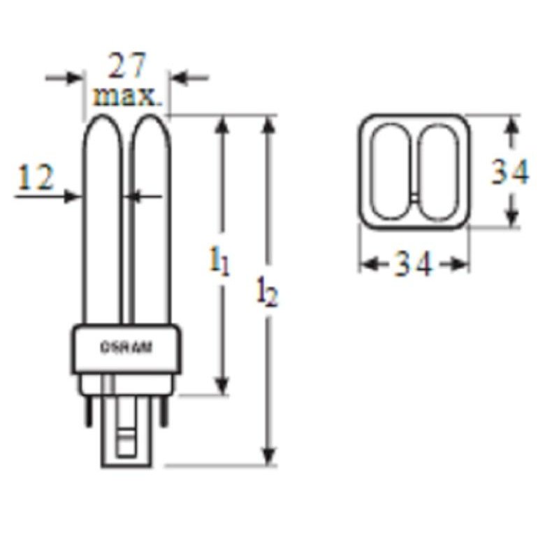 Лампа люминесцентная Osram CFL Dulux D/E 26W/840 26 Вт G24Q-3 D/E 4000 К (4050300020303)