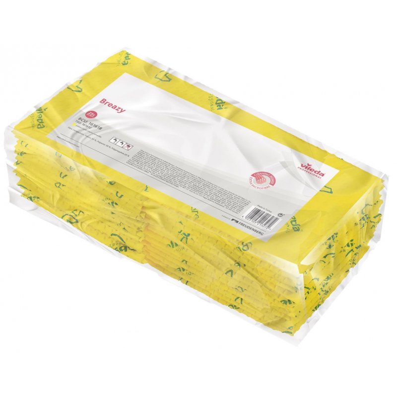 Салфетки хозяйственные Vileda Professional Бризи микрофибра 35.5×35 см жёлтые 25 штук в упаковке (арт. производителя 161618)