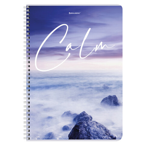 Тетрадь А4, 96 л., BRAUBERG, гребень, клетка, обложка картон, «Calm»