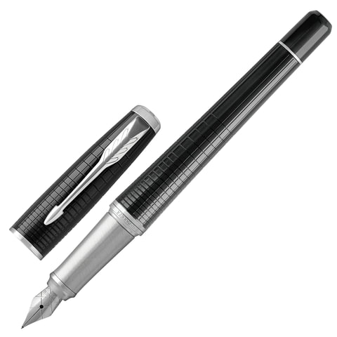 превью Ручка перьевая PARKER «Urban Premium Ebony Metal CT», корпус черный глянцевый лак с гравировкой, хромированные детали, синяя
