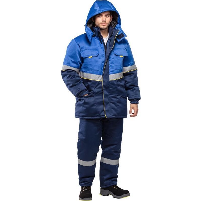 Куртка рабочая зимняя мужская з43-КУ с СОП васильковая/синяя (размер 56-58, рост 170-176)