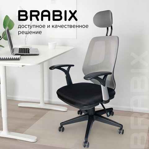 Кресло оператора BRABIX ER-400 с подголовником, комбинированное (черное/серое)