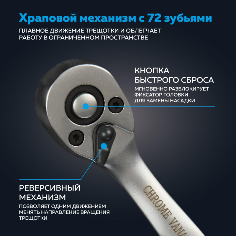 Набор инструмента TOPFORT 56 предметов 1/4 и 1/2