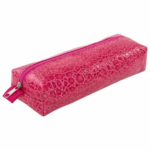 Пенал-косметичка BRAUBERG, «крокодиловая кожа», 20×6х4 см, «Ultra pink»
