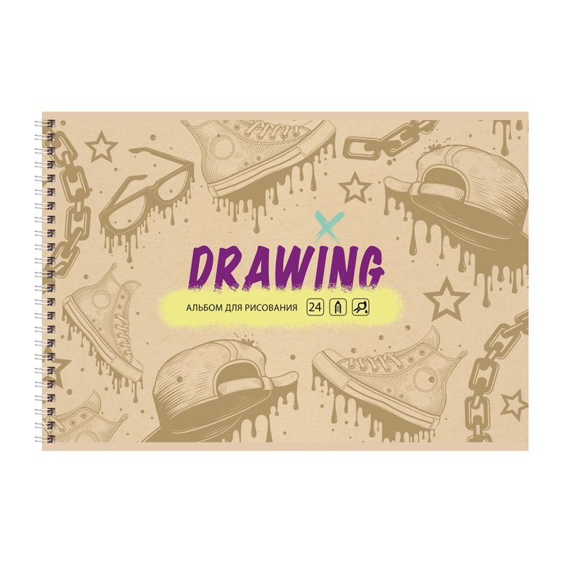 Альбом для рисования 24л., А4, на гребне BG «Drawing»