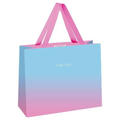 Пакет подарочный 32×26×12см MESHU «Duotone. Light blue-Pink gradient», отд. фольгой, матовая ламинация