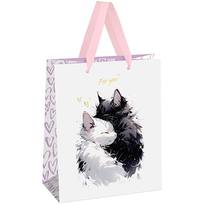 Пакет подарочный 18×23×10см MESHU «Hugs», фольга, матовая ламинация
