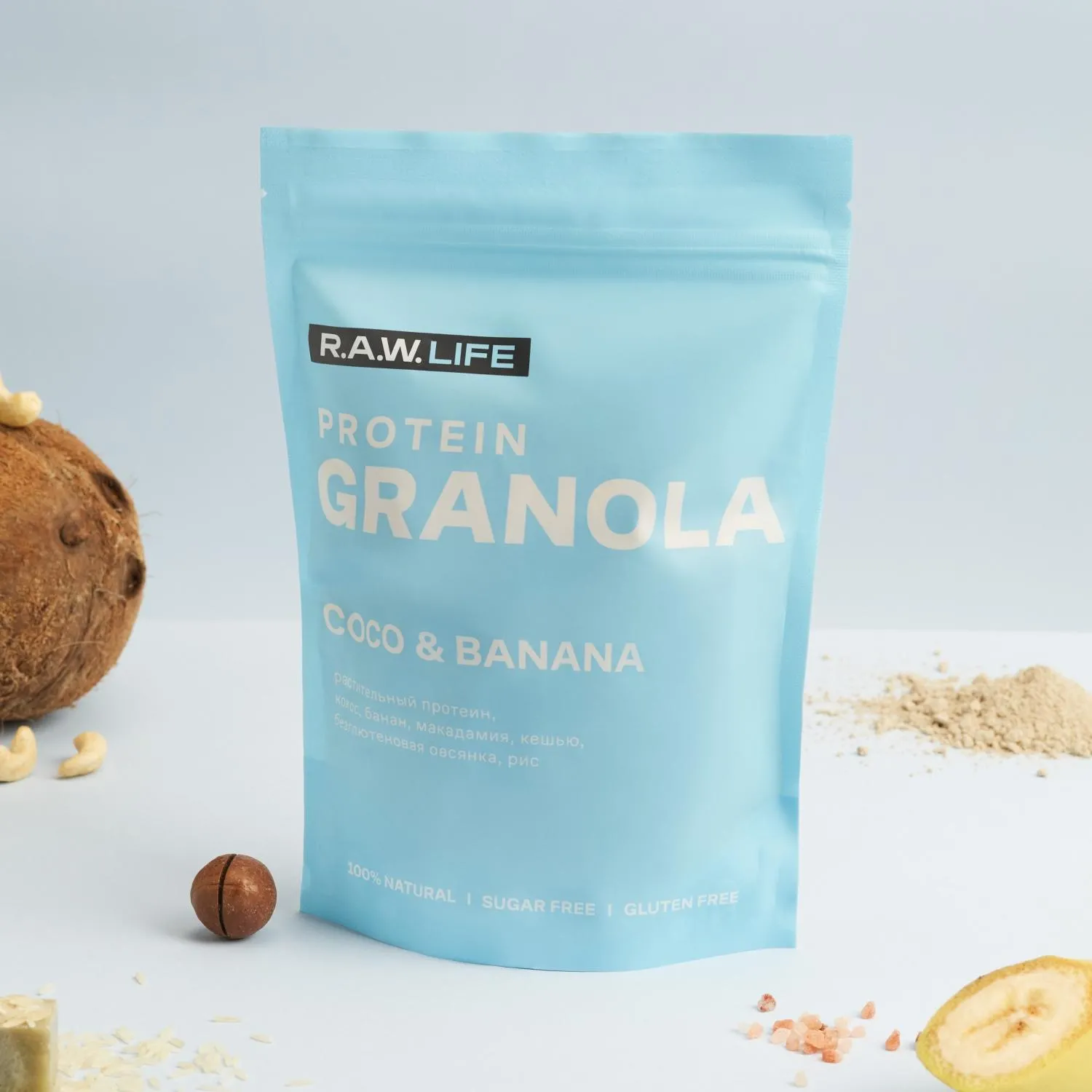 Гранола протеиновая R. A. W. LIFE Кокос-Банан, 220г
