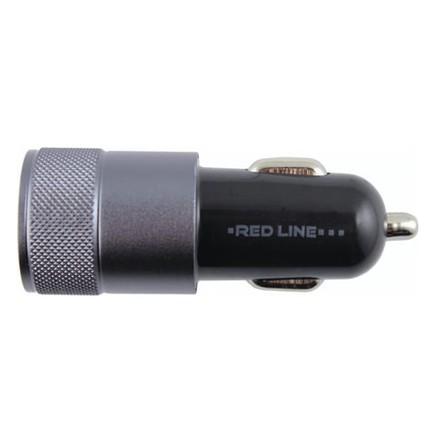 Зарядное устройство автомобильное, RED LINE C20, кабель microUSB 1 м, 2 порта USB, выходной ток 2.1 А, черное