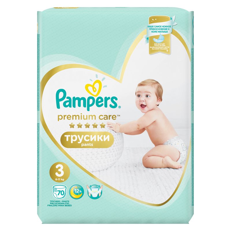 превью Подгузники-трусики 70 шт. PAMPERS (Памперс) Premium Care Pants, размер 3 (6-11 кг)