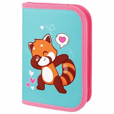 Пенал ПИФАГОР, 1 отделение, полиэстер, 19×13 см, «Red panda»