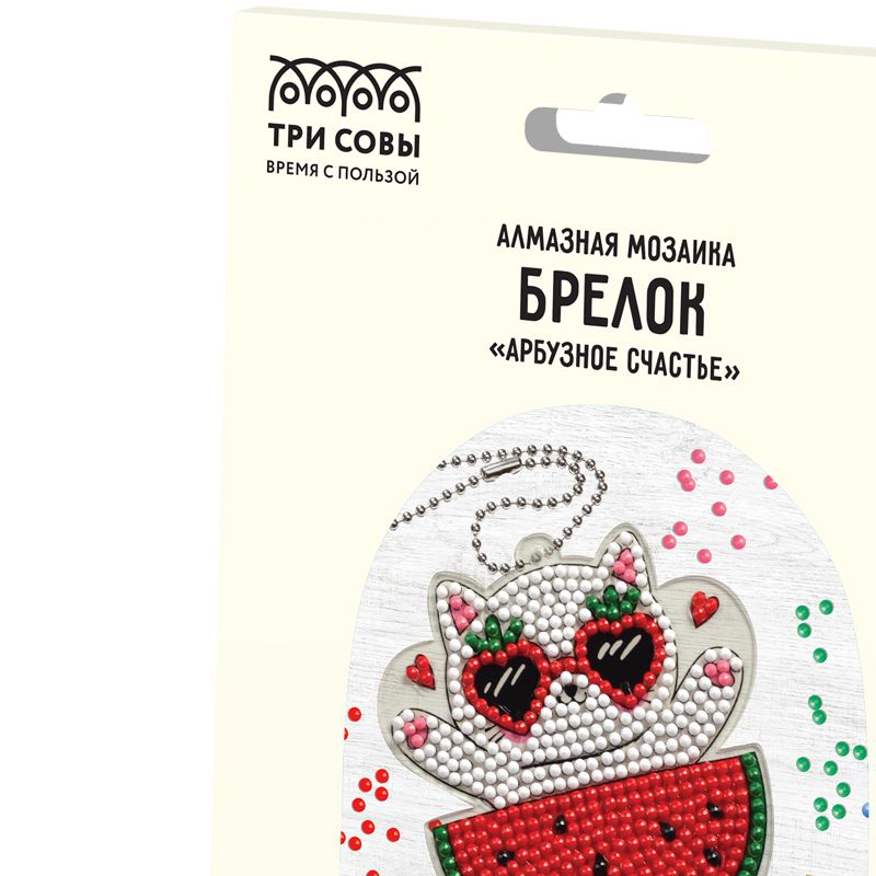 превью Алмазная мозаика, брелок ТРИ СОВЫ «Арбузное счастье», картонный конверт
