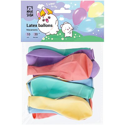 Воздушные шары, 10шт., М12/30см, MESHU «Macaroons», пастель, ассорти