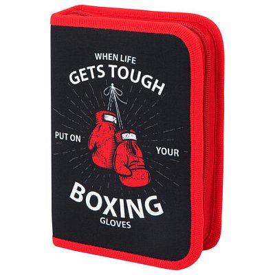 Пенал ПИФАГОР, 1 отделение, 2 откидные планки, полиэстер, 20×14 см, «Boxing»
