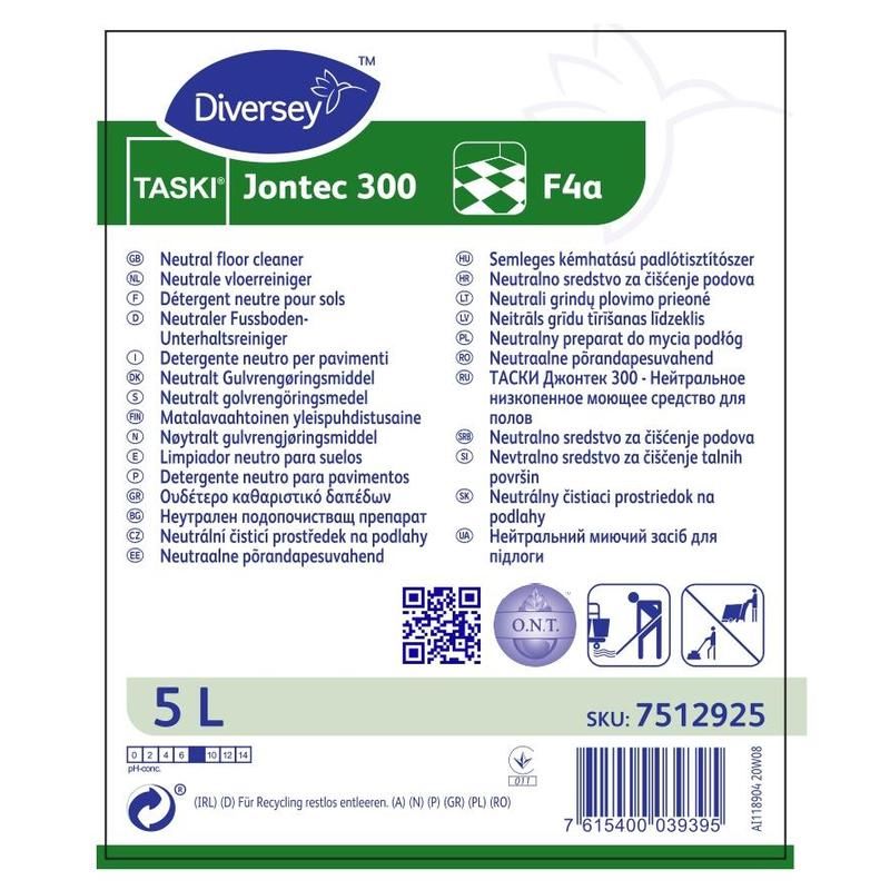 Средство для машинной и ручной мойки поверхностей Diversey Taski Jontec 300 5 л (концентрат)