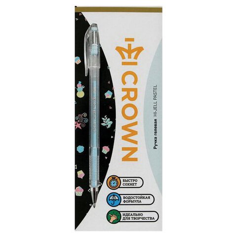 Ручка гелевая Crown «Hi-Jell Pastel» голубая пастель, 0.8мм