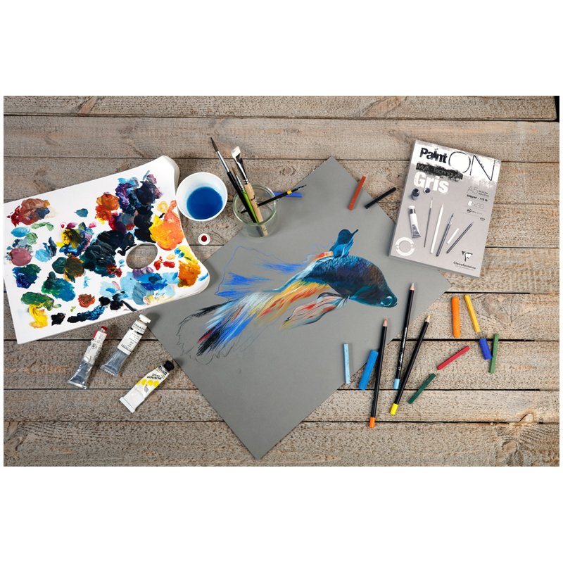 Скетчбук - альбом для смешанных техник 30л., А4, на склейке Clairefontaine «Paint'ON Grey», 250г/м2, серый