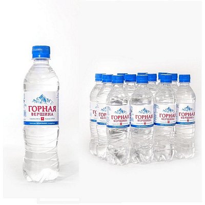Вода минеральная Горная вершина негазированная 0.5 литра (12 штук в упаковке)