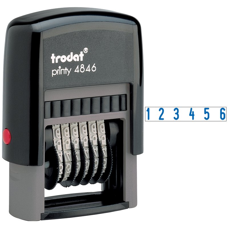 Нумератор 6-разрядный, оттиск 25×4 мм, синий, TRODAT 4846, корпус черный