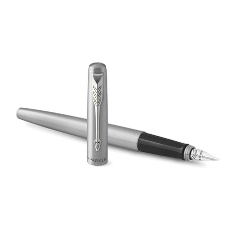 Ручка перьевая Jotter FP Stainless steel CT синяя серебристый корпус (артикул производителя 2030946)