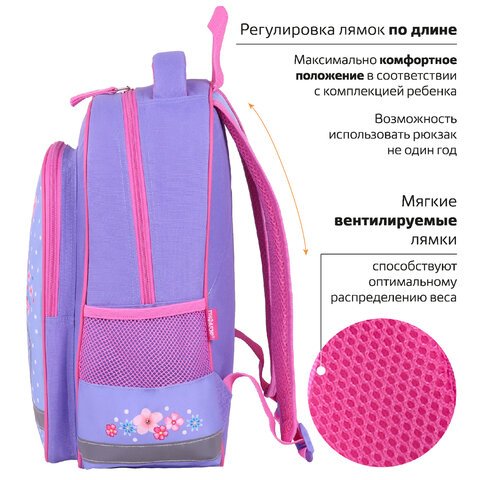Рюкзак ПИФАГОР SCHOOL, 1 отделение, 3 кармана, «Little beauty», 38×28×14 см