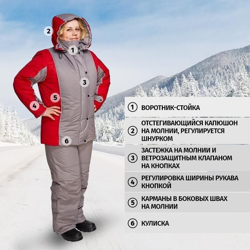 Куртка рабочая зимняя женская з10-КУ серая/красная (размер 60-62, рост 158-164)