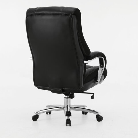 Кресло офисное BRABIX PREMIUM «Bomer HD-007», НАГРУЗКА до 250 кг, рециклированная кожа, хром, черное, 531939