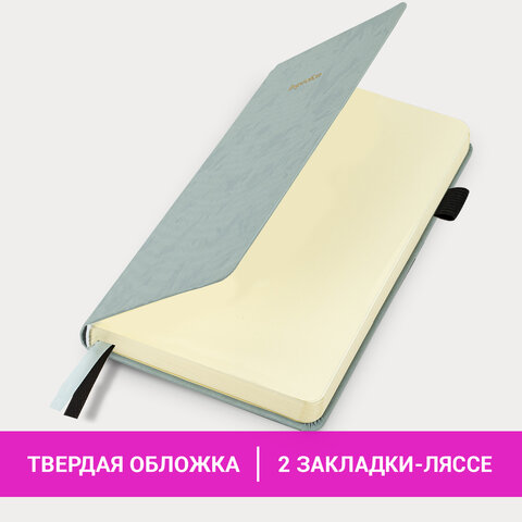 Ежедневник недатированный А5 138×213 ммBRAUBERG «Velvet»резинкадержатель160 л. серо-голубой116245