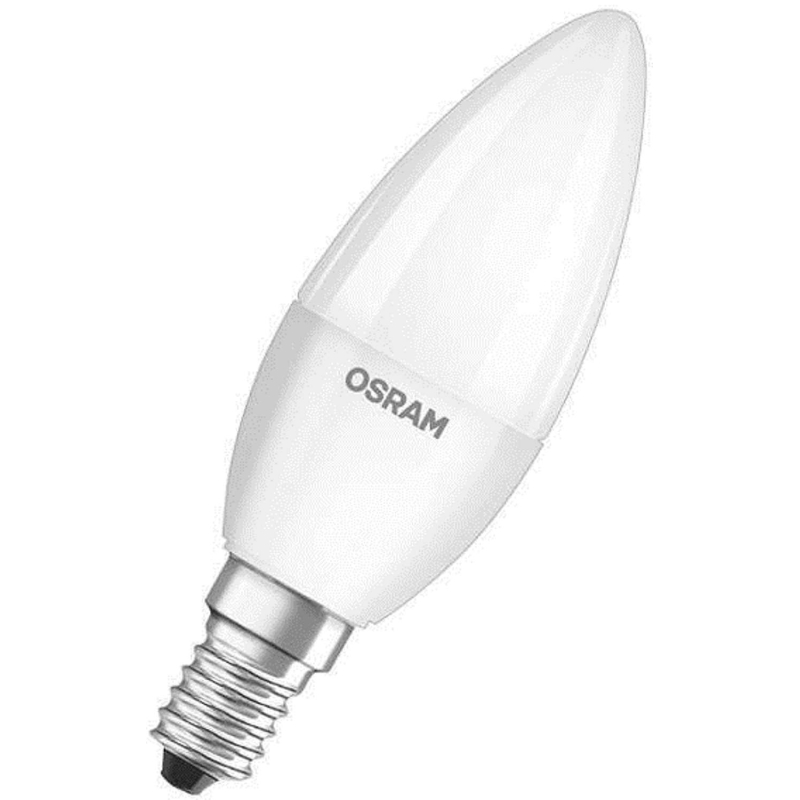 Лампа светодиодная Osram star classic, 6.5Вт, тип C «свеча», Е14, 3000К, теплый свет
