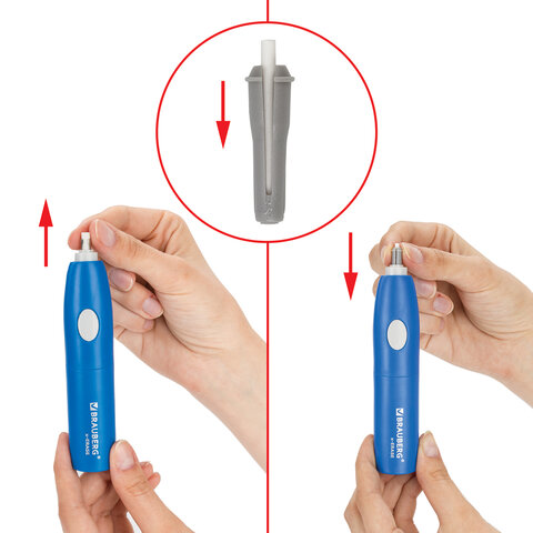 Ластик электрический BRAUBERG X-ERASE, питание от 2 батареек ААА, + 16 сменных ластиков