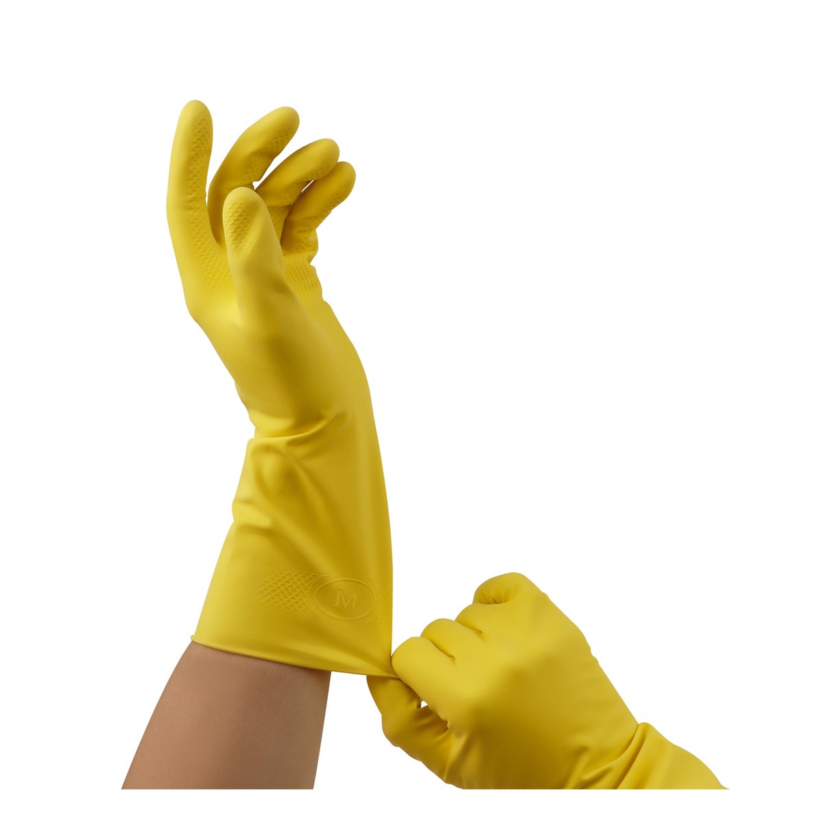 Перчатки резиновые хозяйственные OfficeClean Стандарт+, супер прочные, р. M, желтые, пакет с европодвесом