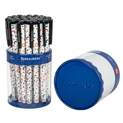 Ручка шариковая BRAUBERG SOFT TOUCH GRIP «CONFETTI», СИНЯЯ, мягкое покрытие, узел 0.7 мм