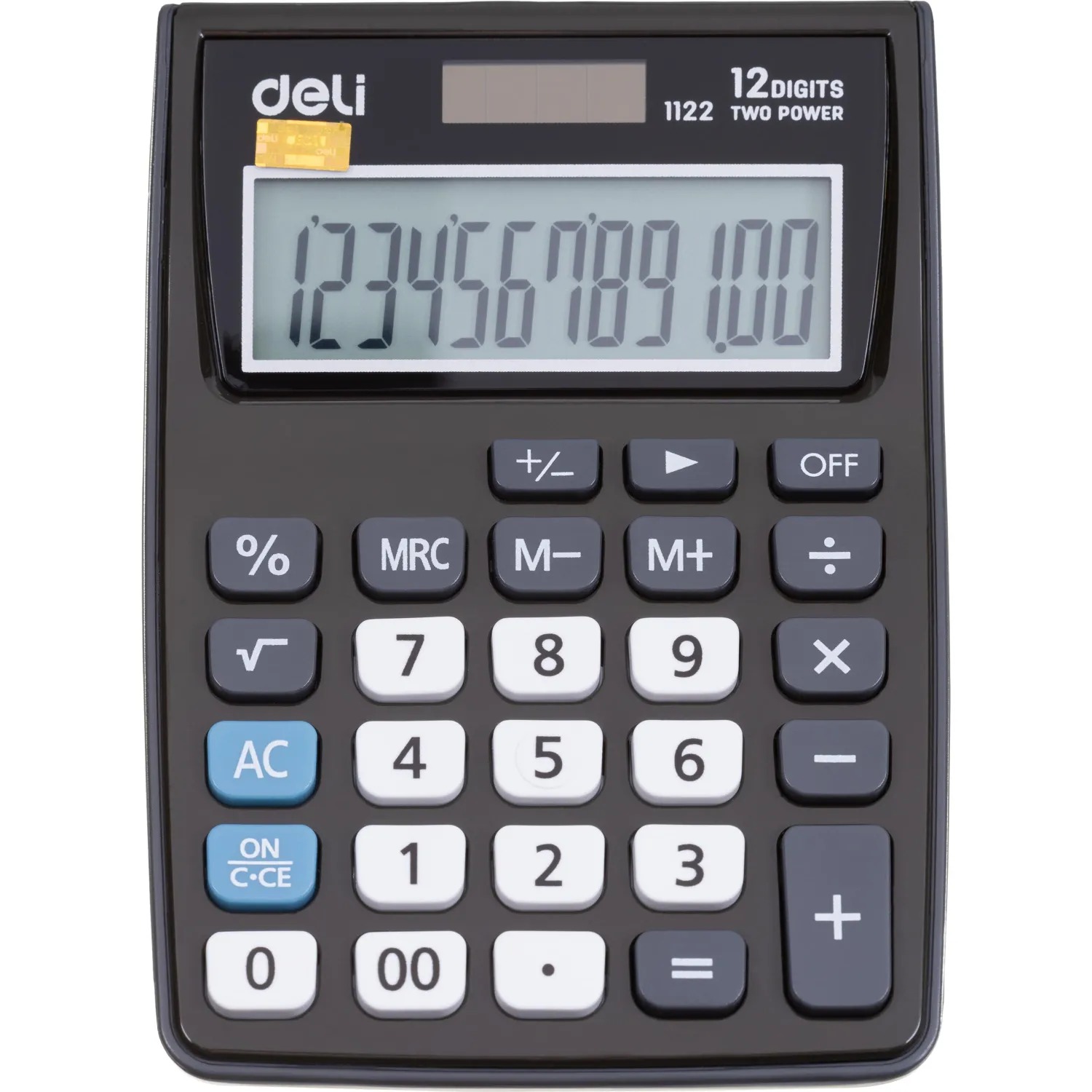 превью Калькулятор карманный Deli E1122 12-разрядный серый 120x86x29 мм