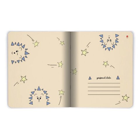 Тетрадь А5 48 л. АЛЬТ скоба, клетка, Soft Touch, бежевая бумага 70 г/м2, «ЁЖИК РОМАНТИК» (5 видов), 7-48-745