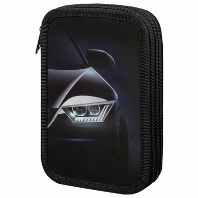Пенал ПИФАГОР, 3 отделения, ламинированный картон, 19×11 см, «Car flash»